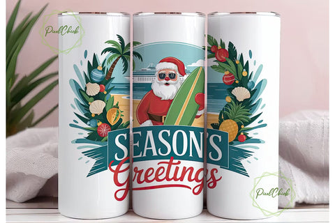 Tropical Christmas Tumbler Wrap Sublimation PixelChick 