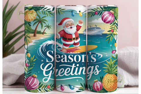 Tropical Christmas Tumbler Wrap Sublimation PixelChick 
