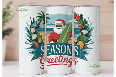 Tropical Christmas Tumbler Wrap Sublimation PixelChick 