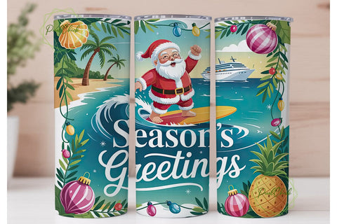Tropical Christmas Tumbler Wrap Sublimation PixelChick 