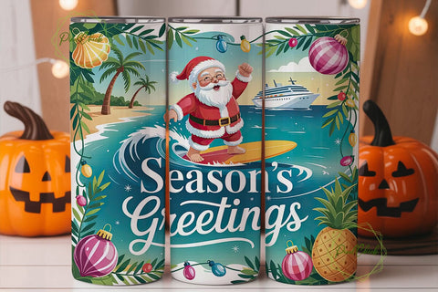 Tropical Christmas Tumbler Wrap Sublimation PixelChick 