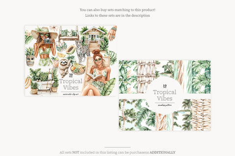 Tropical Clip Art PNG Bundle | Summer Vacation Graphics SVG GlamArtZhanna 