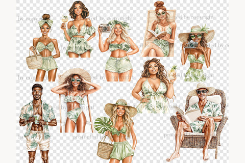 Tropical Clip Art PNG Bundle | Summer Vacation Graphics SVG GlamArtZhanna 