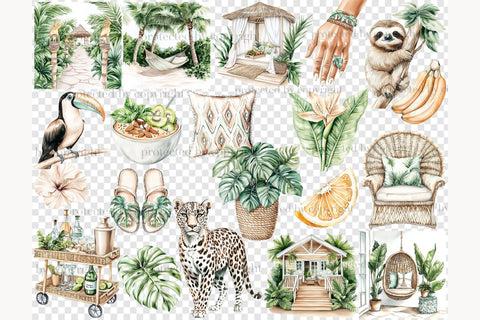 Tropical Clip Art PNG Bundle | Summer Vacation Graphics SVG GlamArtZhanna 