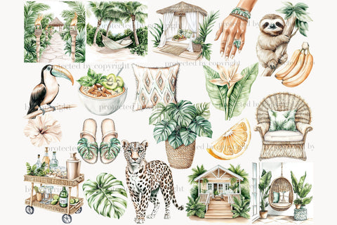 Tropical Clip Art PNG Bundle | Summer Vacation Graphics SVG GlamArtZhanna 