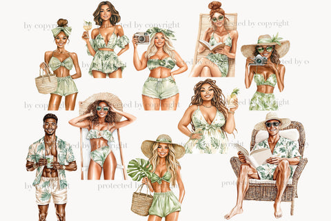 Tropical Clip Art PNG Bundle | Summer Vacation Graphics SVG GlamArtZhanna 