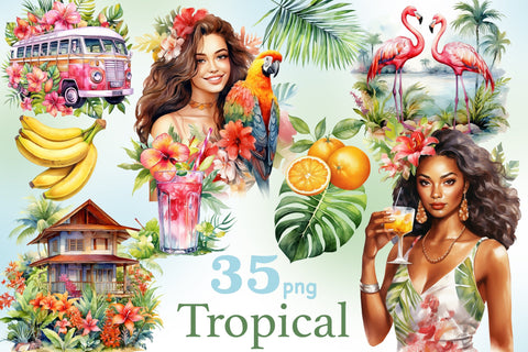 Tropical Clipart Collection | Jungle Clipart PNG Bundle SVG GlamArtZhanna 