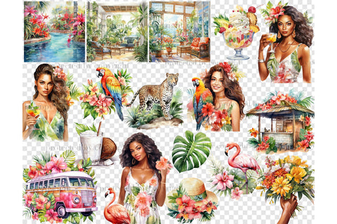 Tropical Clipart Collection | Jungle Clipart PNG Bundle SVG GlamArtZhanna 