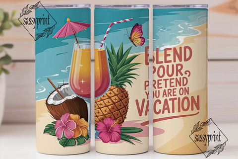 Tropical Cocktail 20oz Tumbler Wrap Sublimation sassyprint 