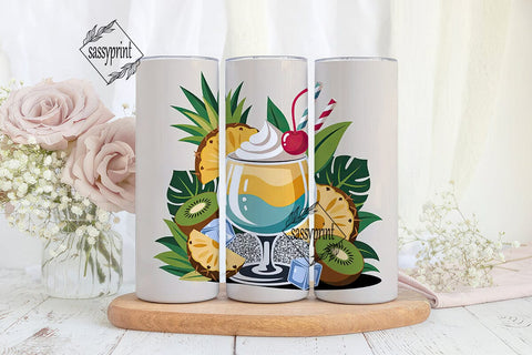 Tropical Cocktail 20oz Tumbler Wrap Sublimation sassyprint 