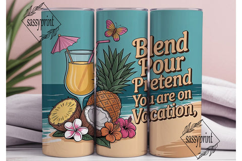 Tropical Cocktail 20oz Tumbler Wrap Sublimation sassyprint 