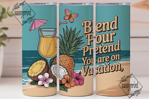 Tropical Cocktail 20oz Tumbler Wrap Sublimation sassyprint 