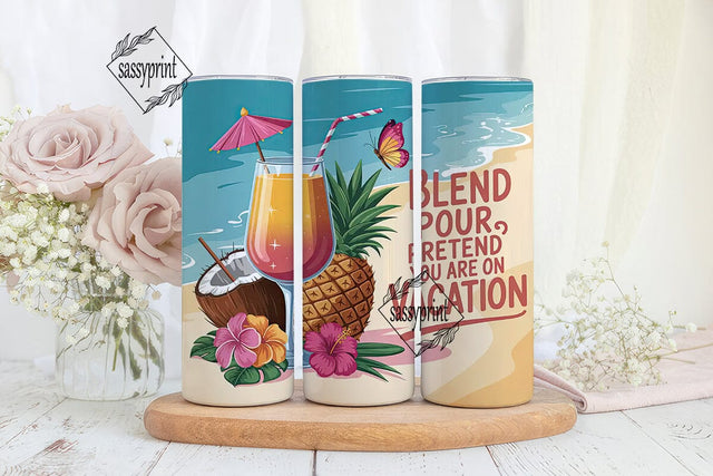 Tropical Cocktail 20oz Tumbler Wrap Sublimation sassyprint 