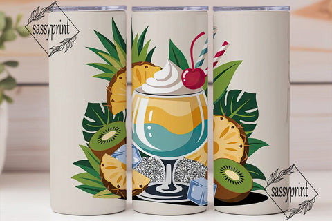 Tropical Cocktail 20oz Tumbler Wrap Sublimation sassyprint 