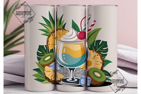 Tropical Cocktail 20oz Tumbler Wrap Sublimation sassyprint 