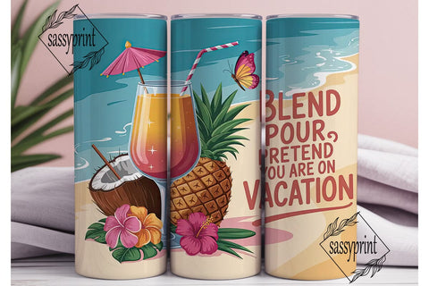 Tropical Cocktail 20oz Tumbler Wrap Sublimation sassyprint 