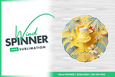 Tropical Cocktail with Lemon Slices Plumeria Flowers and Paper Cutout Palm Leaves Sublimation Regulrcrative 