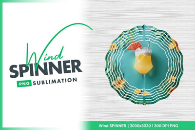 Tropical Cocktail with Paper Cutout Flowers and Leaves on Teal Background Sublimation Regulrcrative 