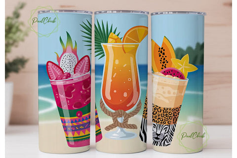 Tropical Cocktails 20oz Tumbler Wrap Sublimation PixelChick 