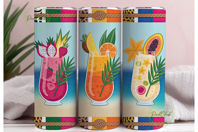 Tropical Cocktails 20oz Tumbler Wrap Sublimation PixelChick 