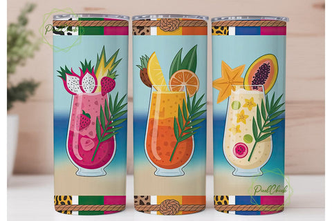 Tropical Cocktails 20oz Tumbler Wrap Sublimation PixelChick 