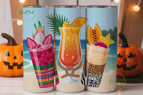 Tropical Cocktails 20oz Tumbler Wrap Sublimation PixelChick 
