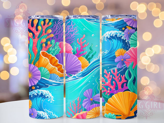 Tropical Coral Reef Tumbler, Ocean Reef Background, Underwater Coral Design, 20Oz Sublimation Wrap, Tropical Ocean Pattern, Coral Reef Texture, Tumbler Sublimation Sublimation SvggirlplusArt 