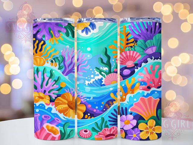 Tropical Coral Reef Tumbler, Ocean Reef Background, Underwater Coral Design, 20Oz Sublimation Wrap, Tropical Ocean Pattern, Coral Reef Texture, Tumbler Sublimation Sublimation SvggirlplusArt 
