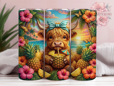 Tropical Cow Pineapple 20oz Tumbler, Tropical Cow, Cow Pineapple, Pineapple Tumbler, 20oz Tumbler, Tropical Tumbler, Cute Cow, Tumbler Wrap Sublimation Li Zamperini 