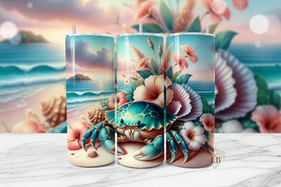 Tropical Crab Beach Tumbler Sublimation Design Sublimation BijouBay 