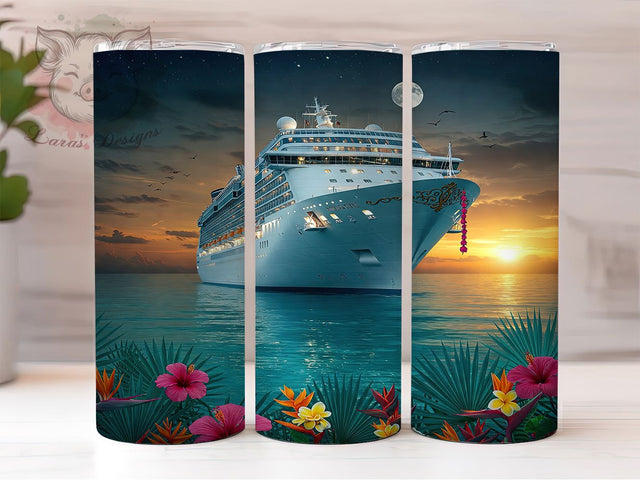 Tropical Cruise Beach Flowers Tumbler Wrap, Beach Flowers Wrap, 20oz Sublimation Design, Vacation Tumbler, Summer Cruise Cup, Floral Tumbler Wrap, Tropical Getaway Tumbler Sublimation Lara' s Designs 