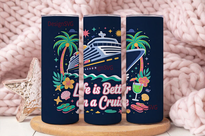 Tropical Cruise Night 20oz Tumbler Wrap Sublimation DesignSVG 