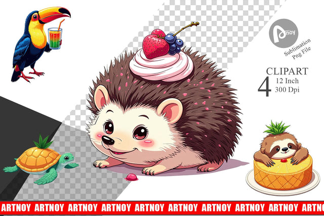 Tropical Dessert Animals Clipart Sublimation artnoy 