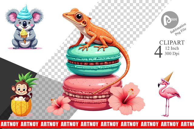 Tropical Dessert Animals Clipart Sublimation artnoy 