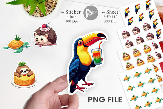 Tropical Dessert Animals Sticker Sublimation artnoy 
