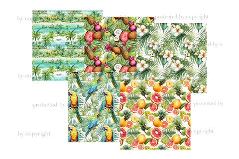 Tropical Digital Papers | Exotic Pattern Bundle Digital Pattern GlamArtZhanna 