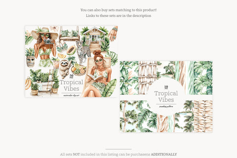 Tropical Digital Papers | Summer Background Patterns Digital Pattern GlamArtZhanna 