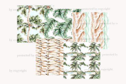 Tropical Digital Papers | Summer Background Patterns Digital Pattern GlamArtZhanna 