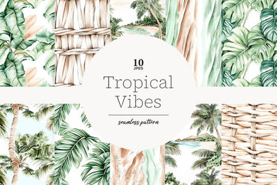 Tropical Digital Papers | Summer Background Patterns Digital Pattern GlamArtZhanna 