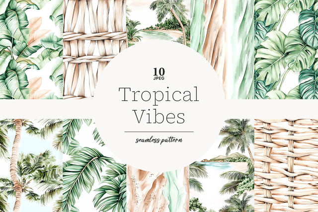 Tropical Digital Papers | Summer Background Patterns Digital Pattern GlamArtZhanna 