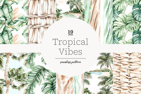 Tropical Digital Papers | Summer Background Patterns Digital Pattern GlamArtZhanna 