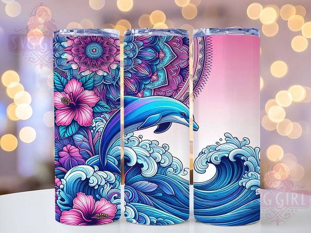 Tropical Dolphin Ocean Tumbler Wrap, Tropical Floral Cup, 20oz Ocean Theme Wrap, Hibiscus Flower Sublimation PNG, Sea Life Tumbler Design, Coastal Aesthetic Cup, Summer Beach Vibes Tumbler Sublimation SvggirlplusArt 