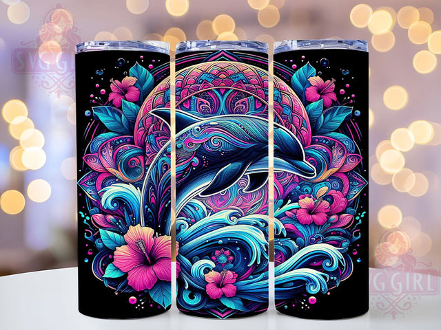 Tropical Dolphin Ocean Tumbler Wrap, Tropical Floral Cup, 20oz Ocean Theme Wrap, Hibiscus Flower Sublimation PNG, Sea Life Tumbler Design, Coastal Aesthetic Cup, Summer Beach Vibes Tumbler Sublimation SvggirlplusArt 