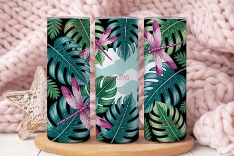 Tropical Dragonfly 20oz Tumbler Wrap Sublimation DesignSVG 