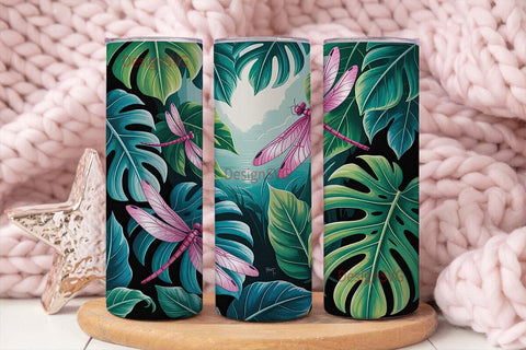 Tropical Dragonfly 20oz Tumbler Wrap Sublimation DesignSVG 