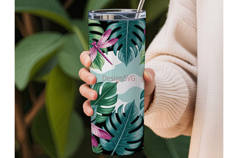 Tropical Dragonfly 20oz Tumbler Wrap Sublimation DesignSVG 