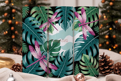 Tropical Dragonfly 20oz Tumbler Wrap Sublimation DesignSVG 