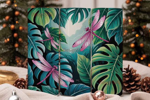 Tropical Dragonfly 20oz Tumbler Wrap Sublimation DesignSVG 