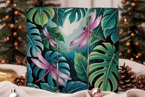 Tropical Dragonfly 20oz Tumbler Wrap Sublimation DesignSVG 
