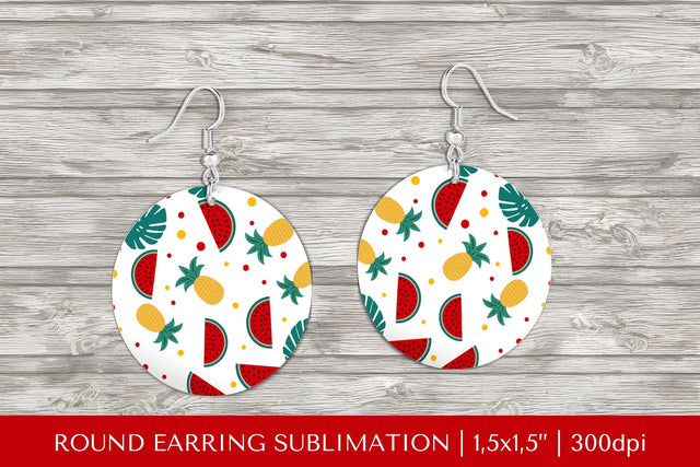 Tropical earring sublimation. Summer round earrings PNG 007 Sublimation LaBelezoka 